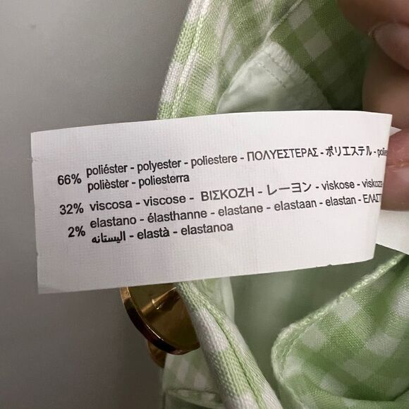 Zara Gingham Straight Pants Green - Picture 7 of 7